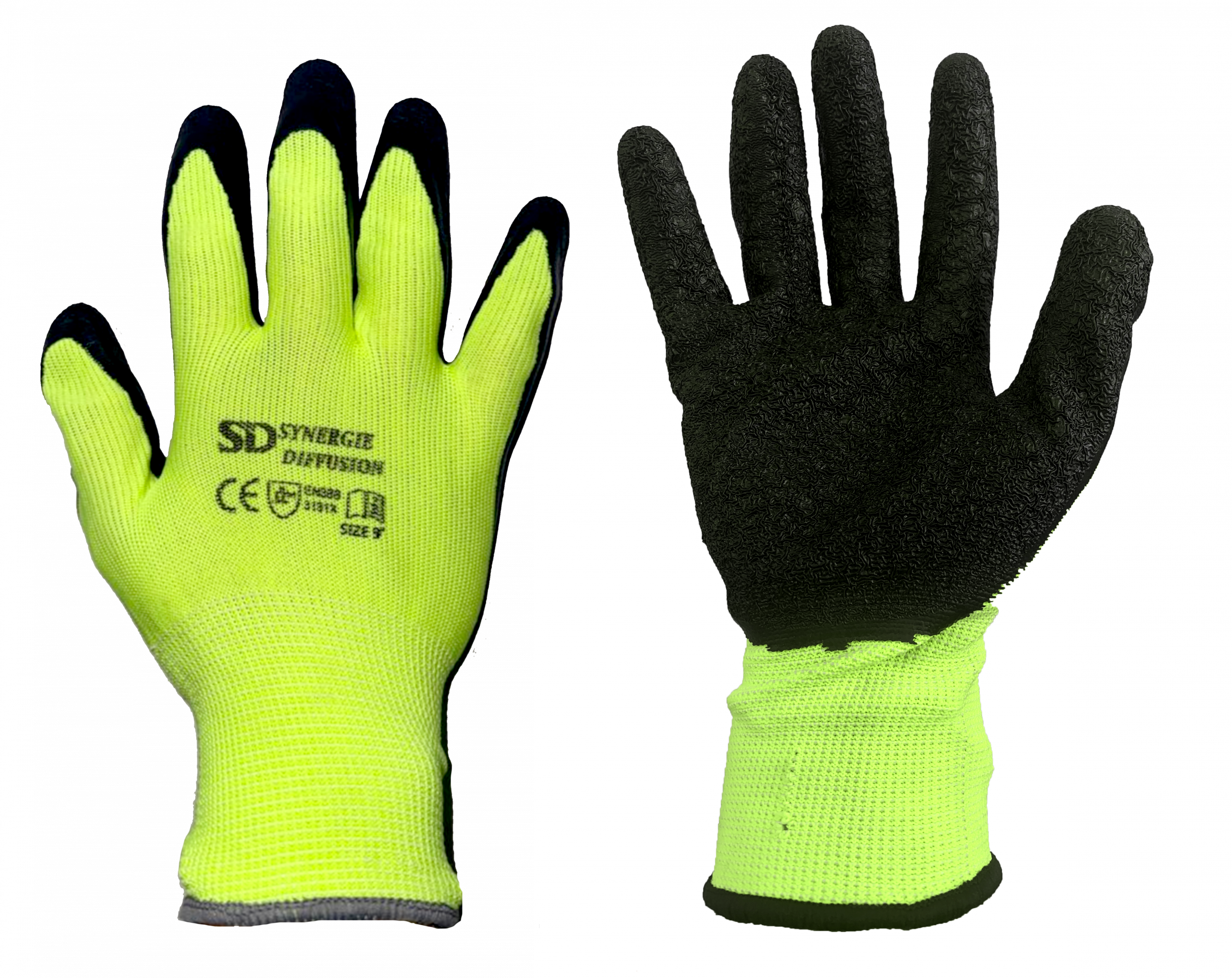 Paquet de 12 paires de Gant en latex couleur jaune T10